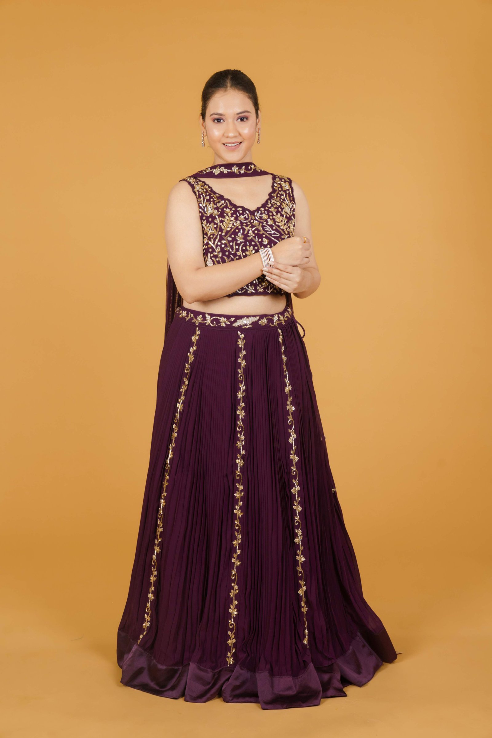 Wine Color Lehenga